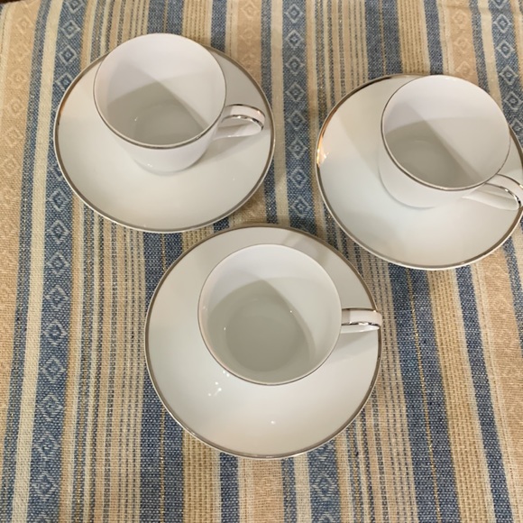 3 Vintage Rose China Moon Light with Sliver Trim Cup & Saucer - Picture 2 of 11